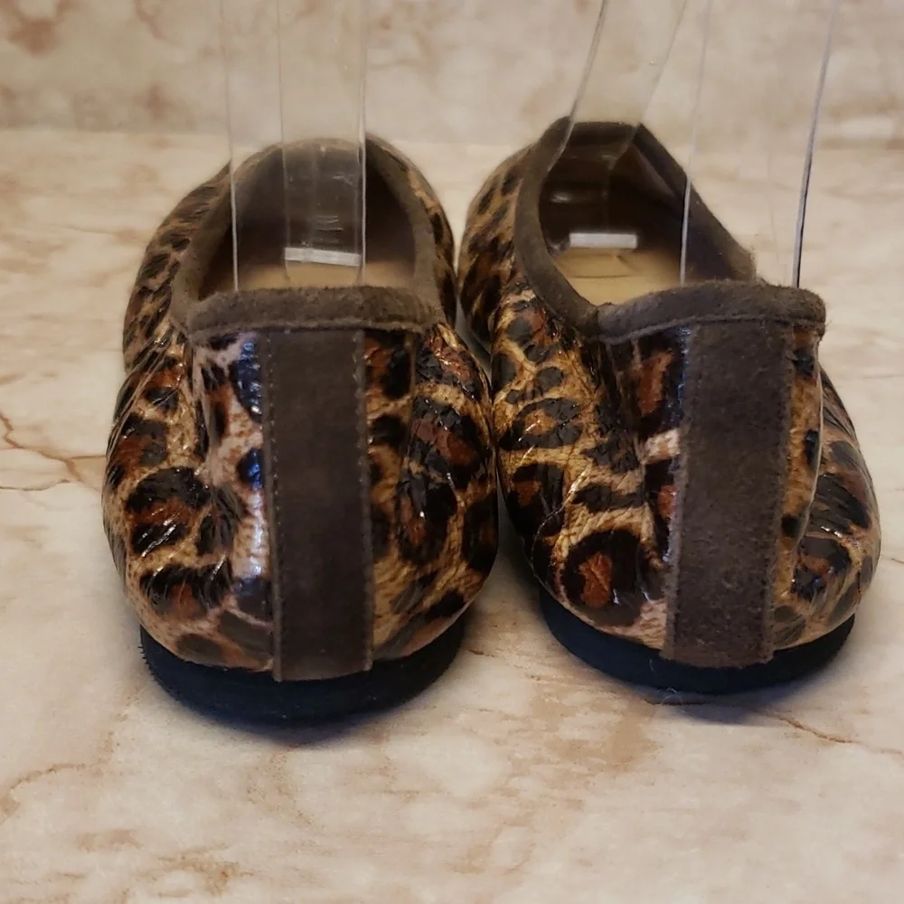 Peek youth animal print man made faux leather ballet flats size 12